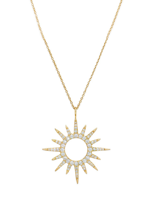 14k Yellow Gold Diamond Sunburst Necklace