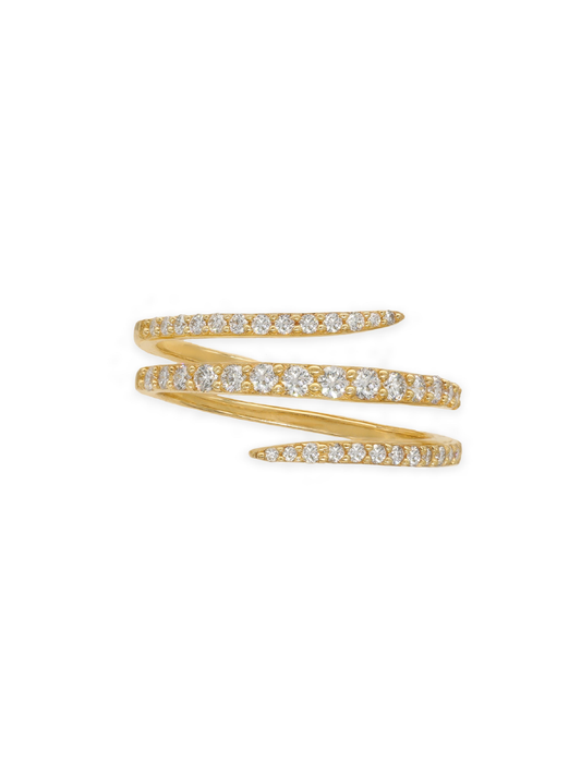 14k Yellow Gold Diamond Triple Wrap Ring