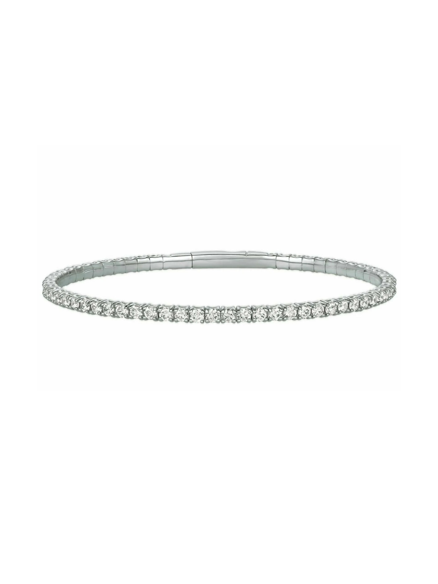 14k Medium White Gold Diamond Flexible Bangle