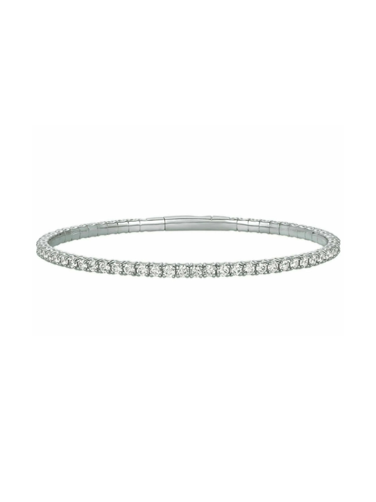 14k Medium White Gold Diamond Flexible Bangle