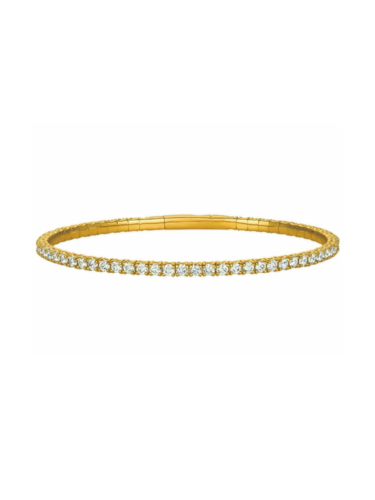 14k Medium Yellow Gold Diamond Flexible Bangle