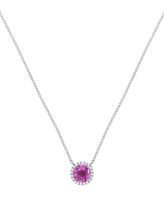 14k White Gold Pink Sapphire/Diamond Necklace