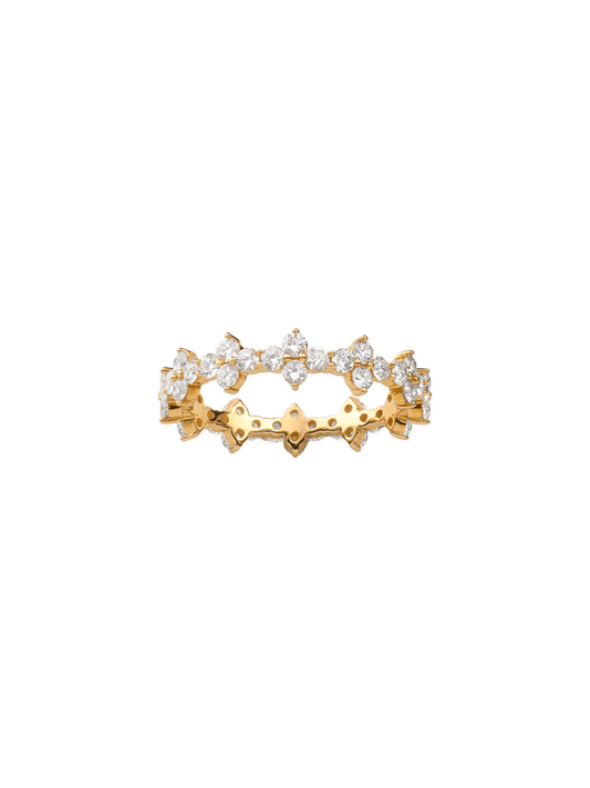 14k Yellow Gold Diamond Triangle Cluster Ring