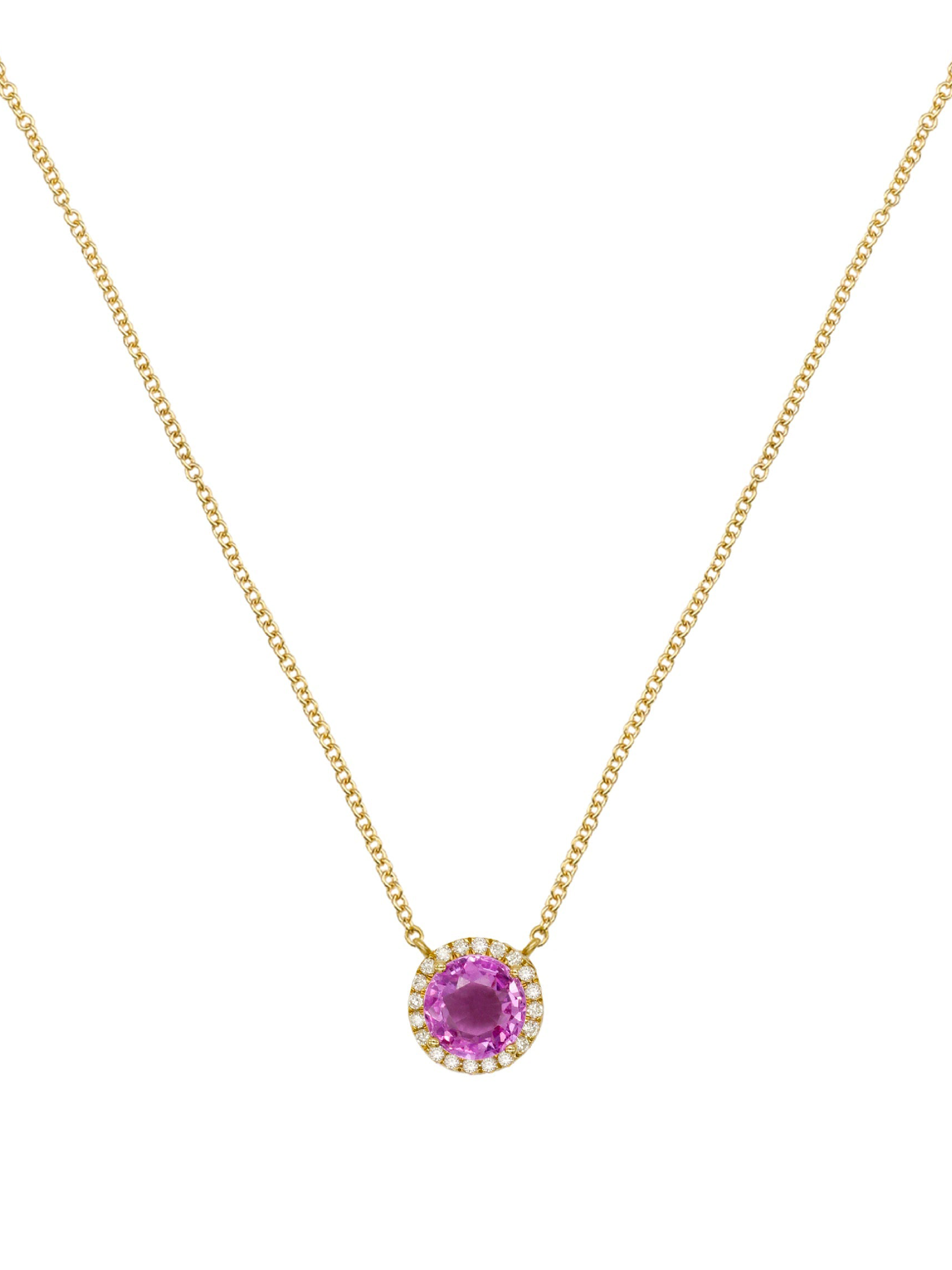 14k Yellow Gold Pink Sapphire/Diamond Necklace