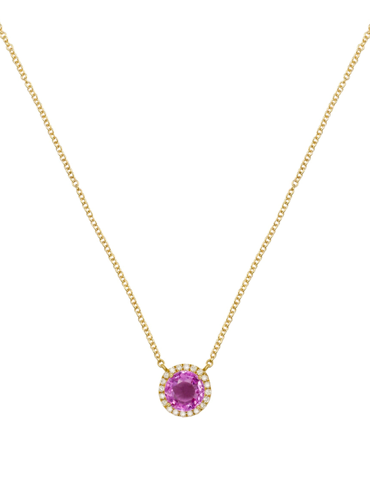 14k Yellow Gold Pink Sapphire/Diamond Necklace