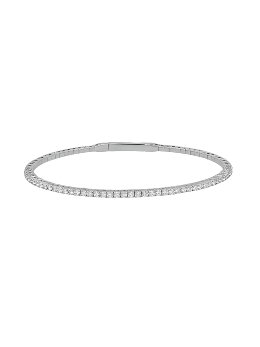 14k White Small Gold Diamond Flexible Bangle