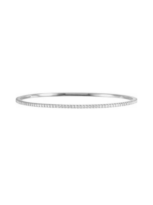 14k White Minnie Gold Diamond Flexible Bangle
