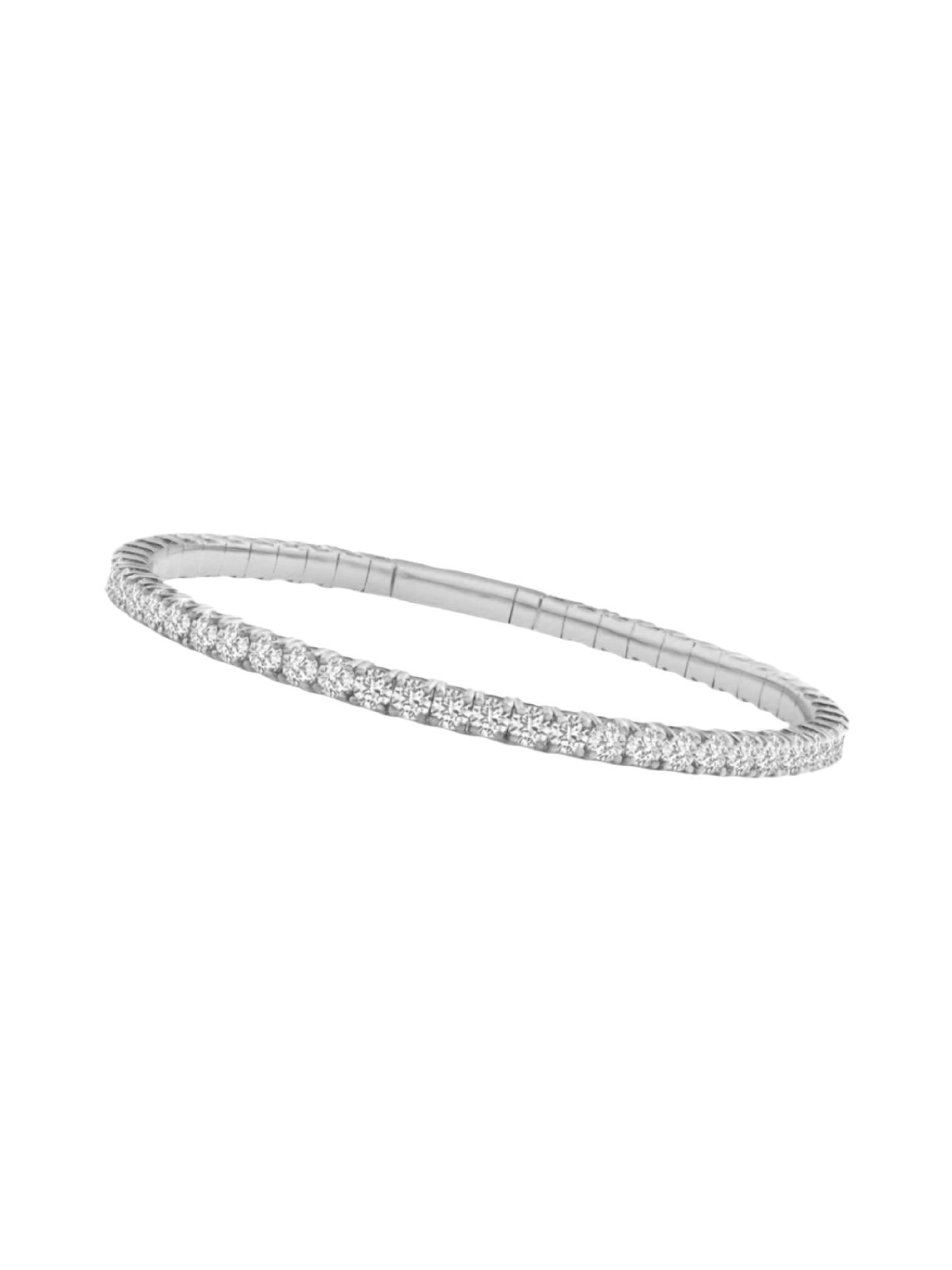 14k Large White Gold Diamond Flexible Bangle