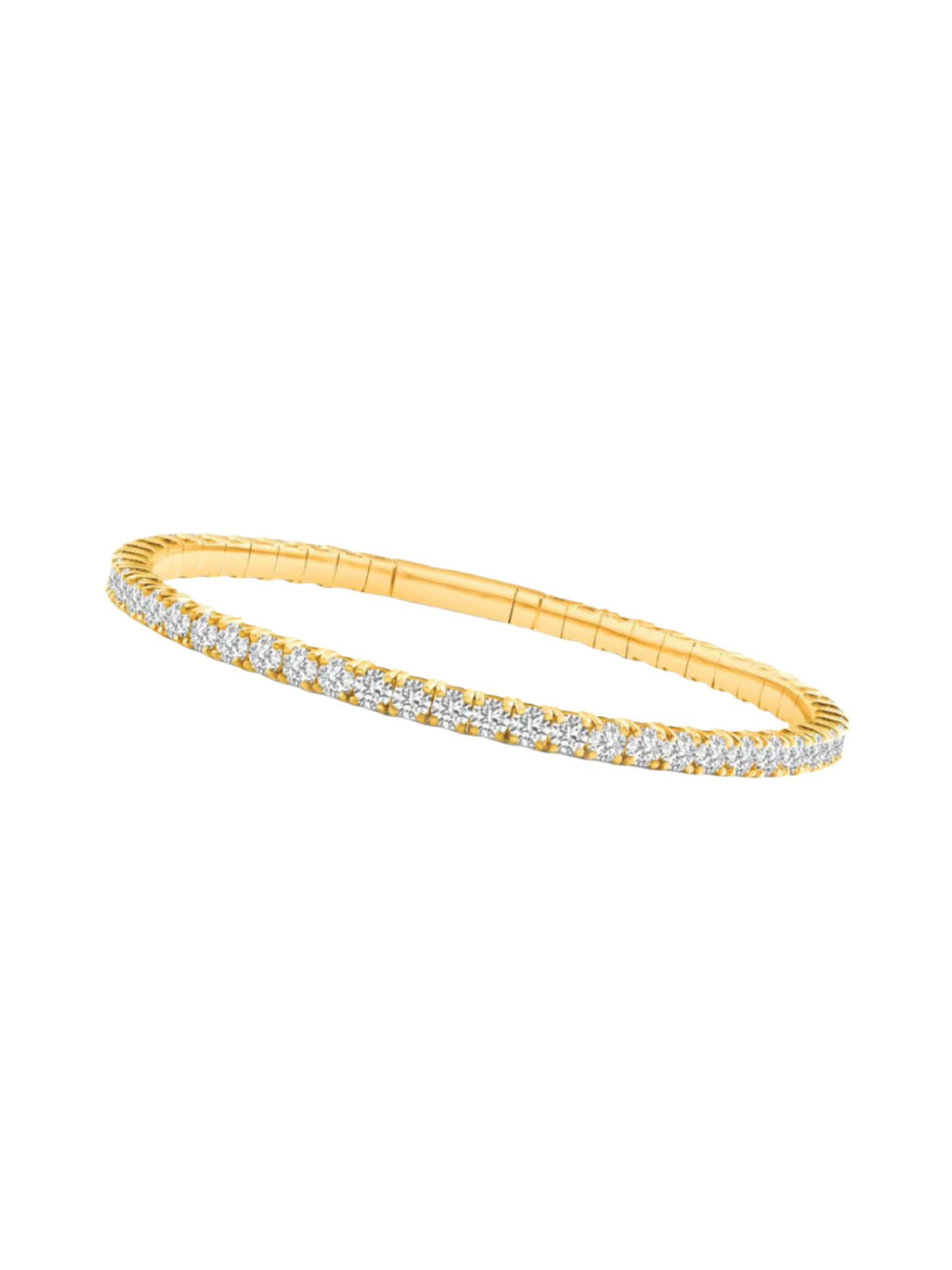 14k Large Yellow Gold Diamond Flexible Bangle