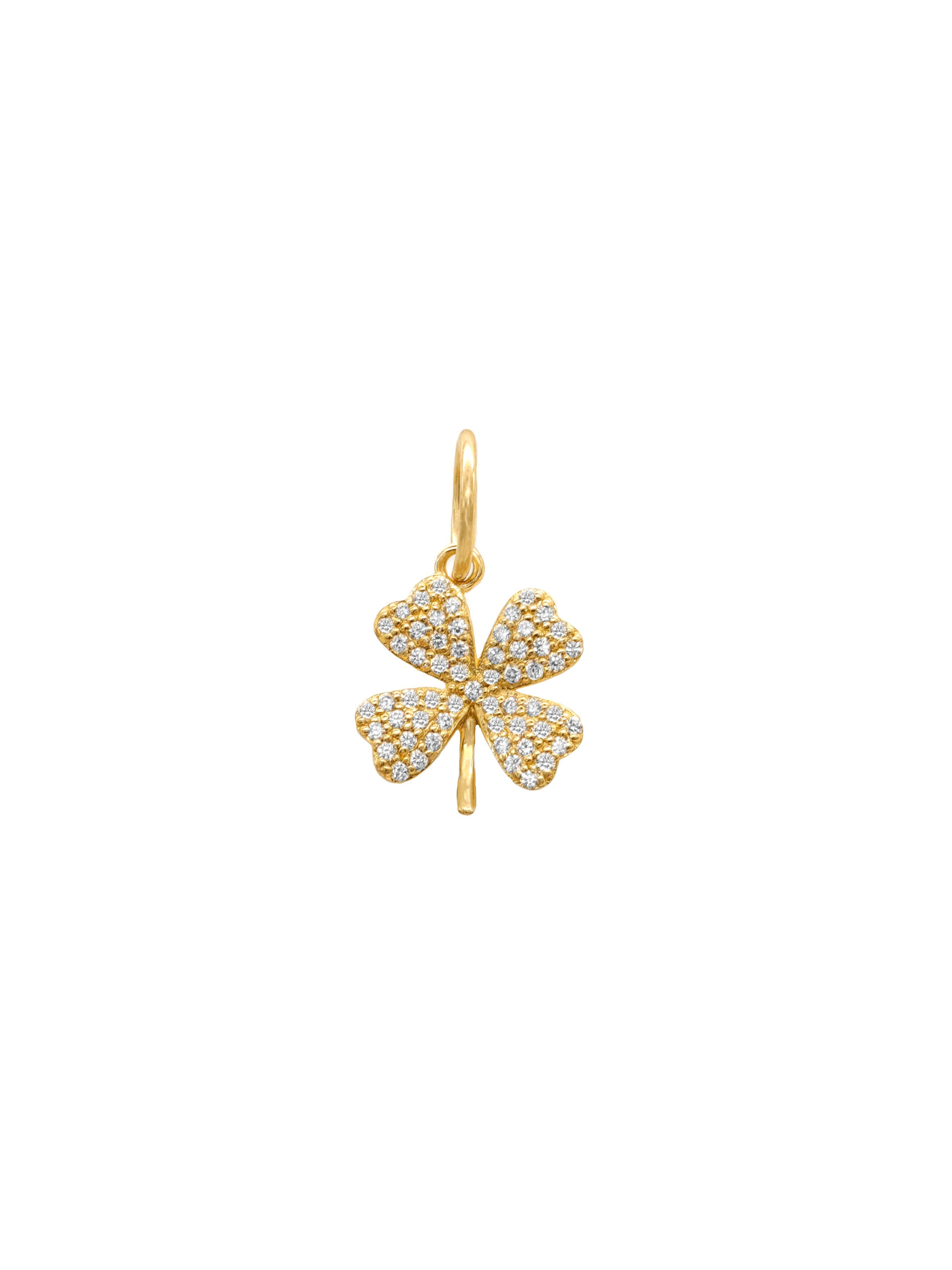 14k Yellow Gold Diamond Small Clover Charm
