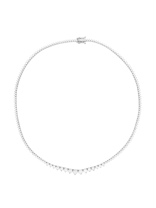 14k White Gold Diamond 3 Prong 16 inch Graduated Tennis Necklace