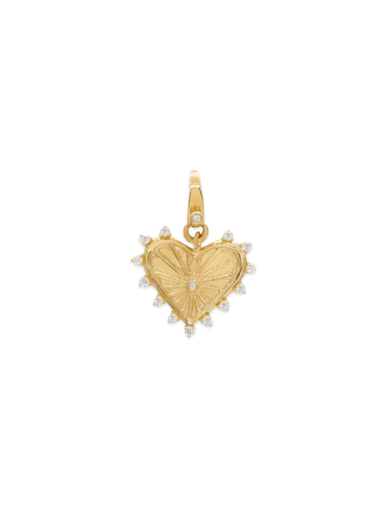 14k Yellow Gold Diamond Sacred Heart Lobster Clasp Charm
