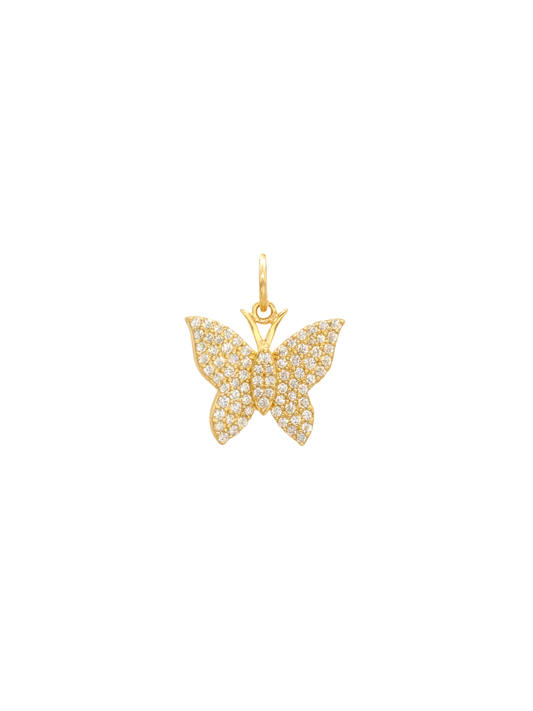 14k Yellow Gold Diamond Small Butterfly Charm