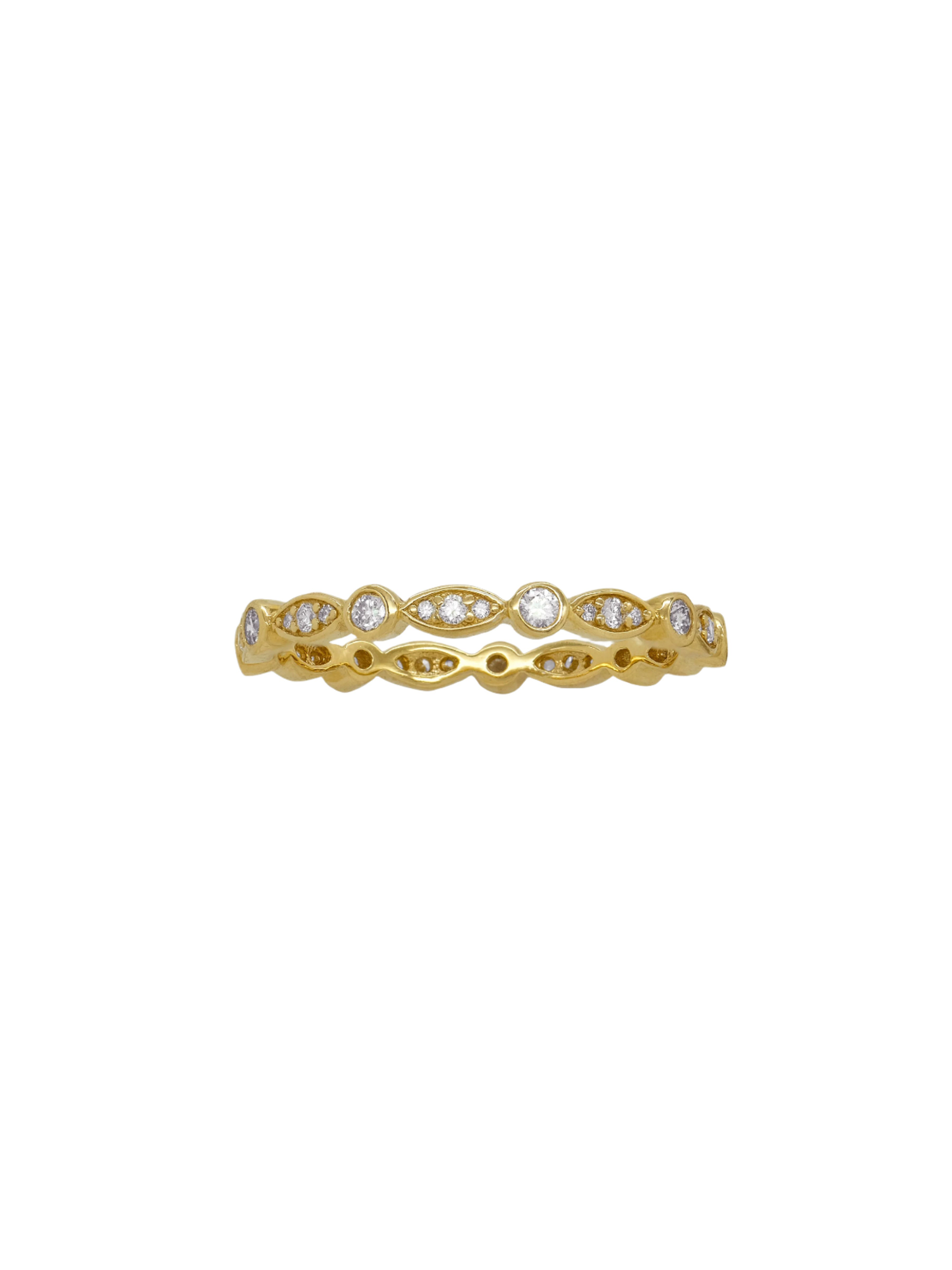 14k Yellow Gold Diamond Pear Band Ring