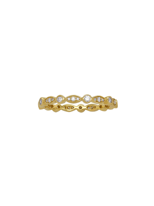 14k Yellow Gold Diamond Pear Band Ring