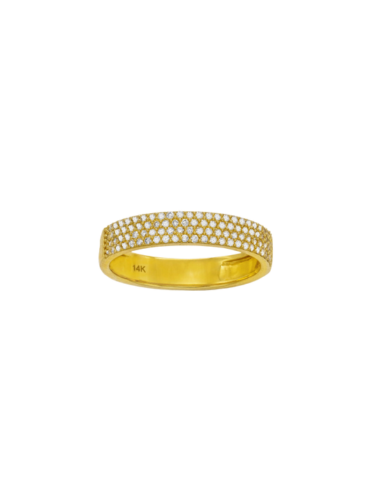 14k Yellow Gold Diamond Pave Band Ring