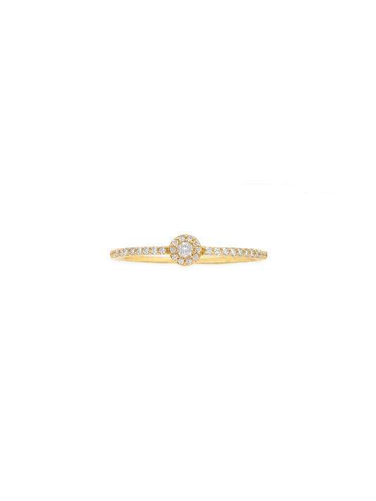 14k Yellow Gold Diamond Single Round Stackable Ring
