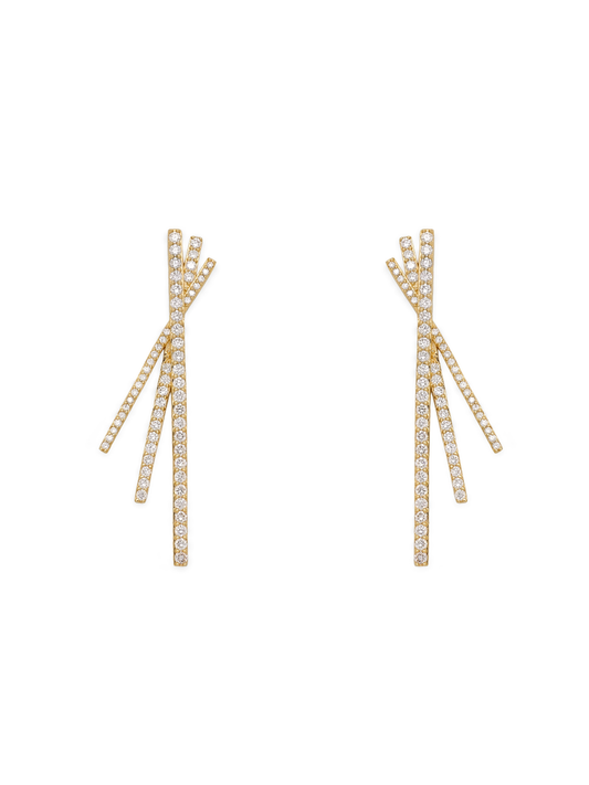 14k Yellow Gold Diamond Stick Earrings