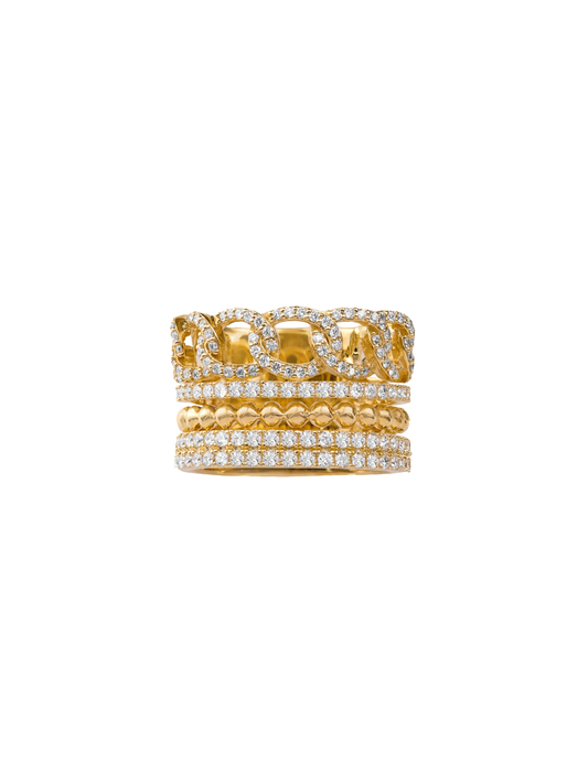14k Yellow Gold Diamond Multi Fixed Stack Ring