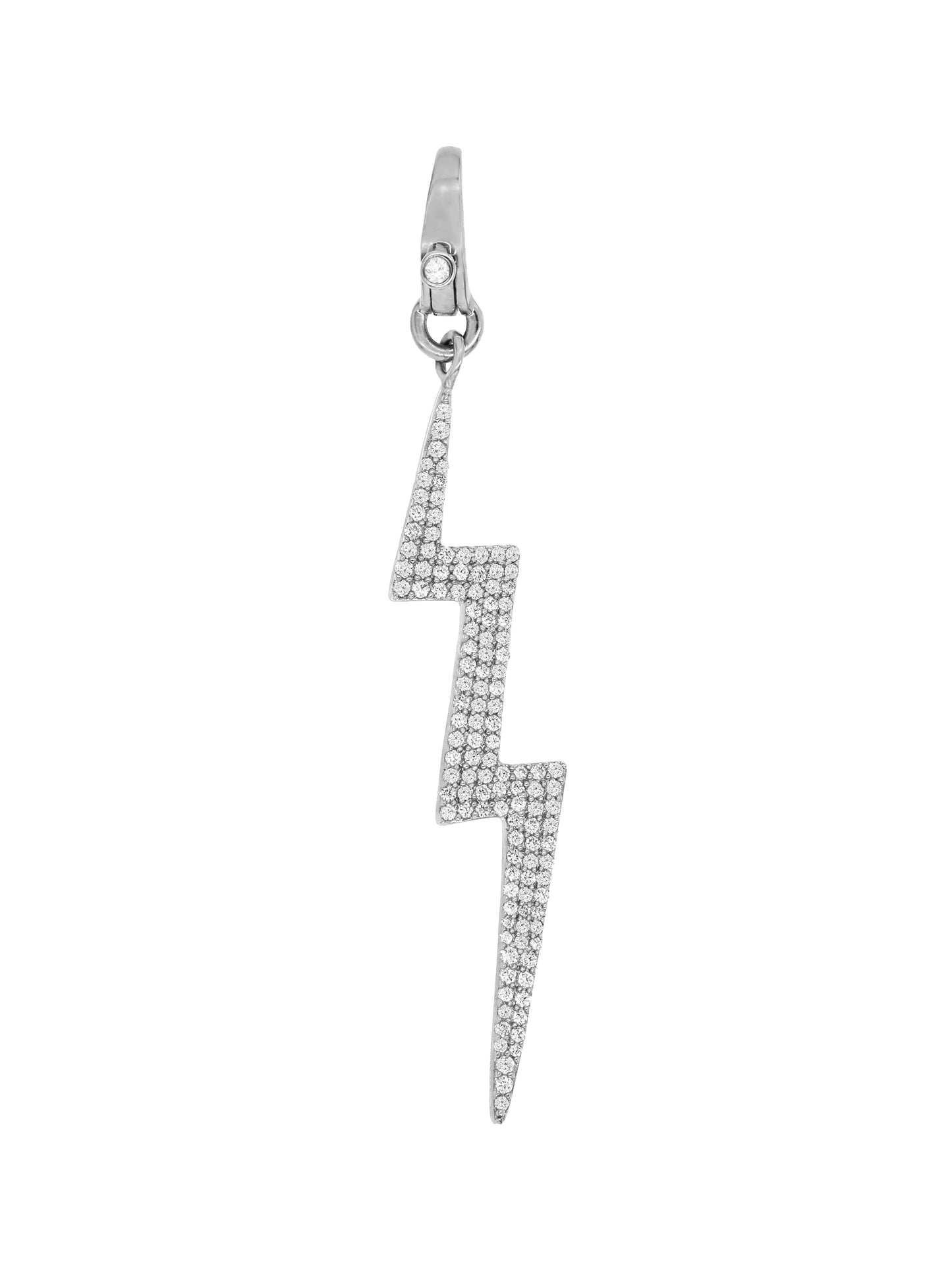 14k White Gold Diamond Large Lightning Bolt Lobster Clasp Charm