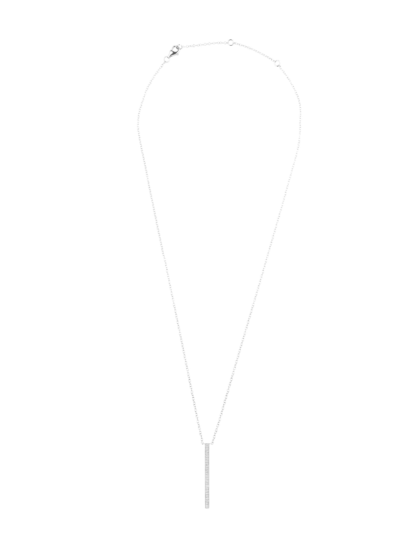14k White Gold Diamond Double Bar Necklace