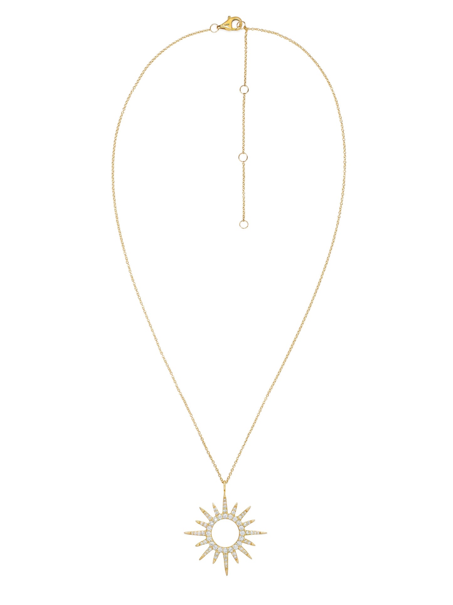 14k Yellow Gold Diamond Sunburst Necklace