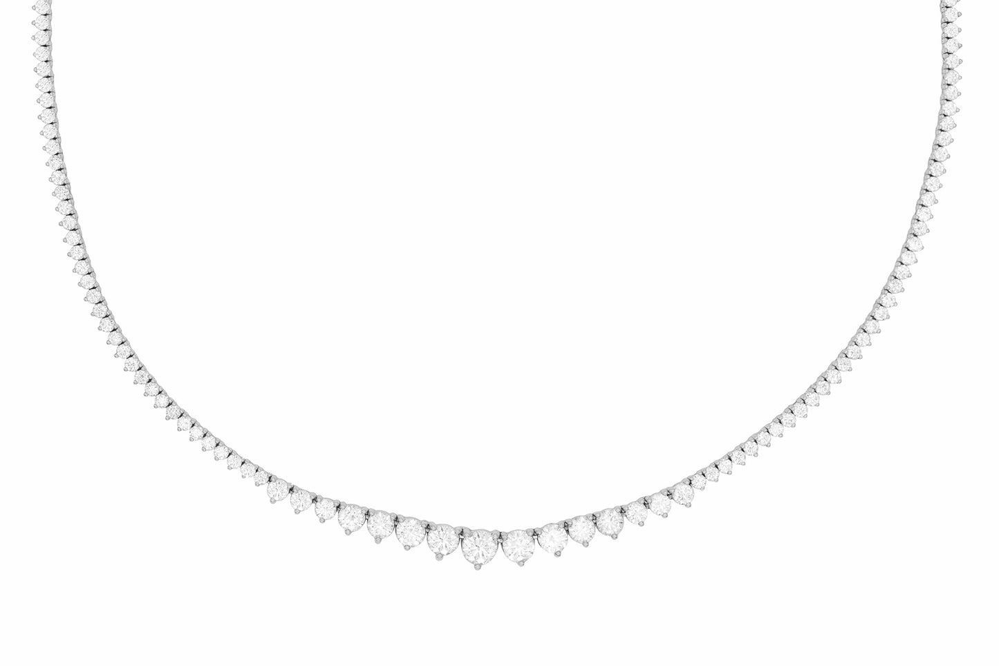 14k White Gold Diamond 3 Prong 16 inch Graduated Tennis Necklace