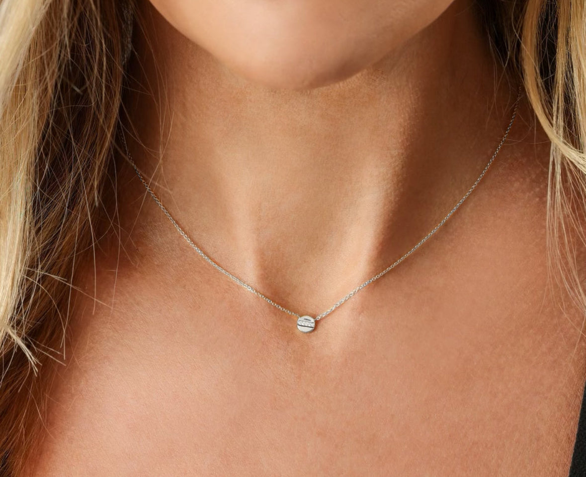 14k White Gold Diamond Screw Necklace