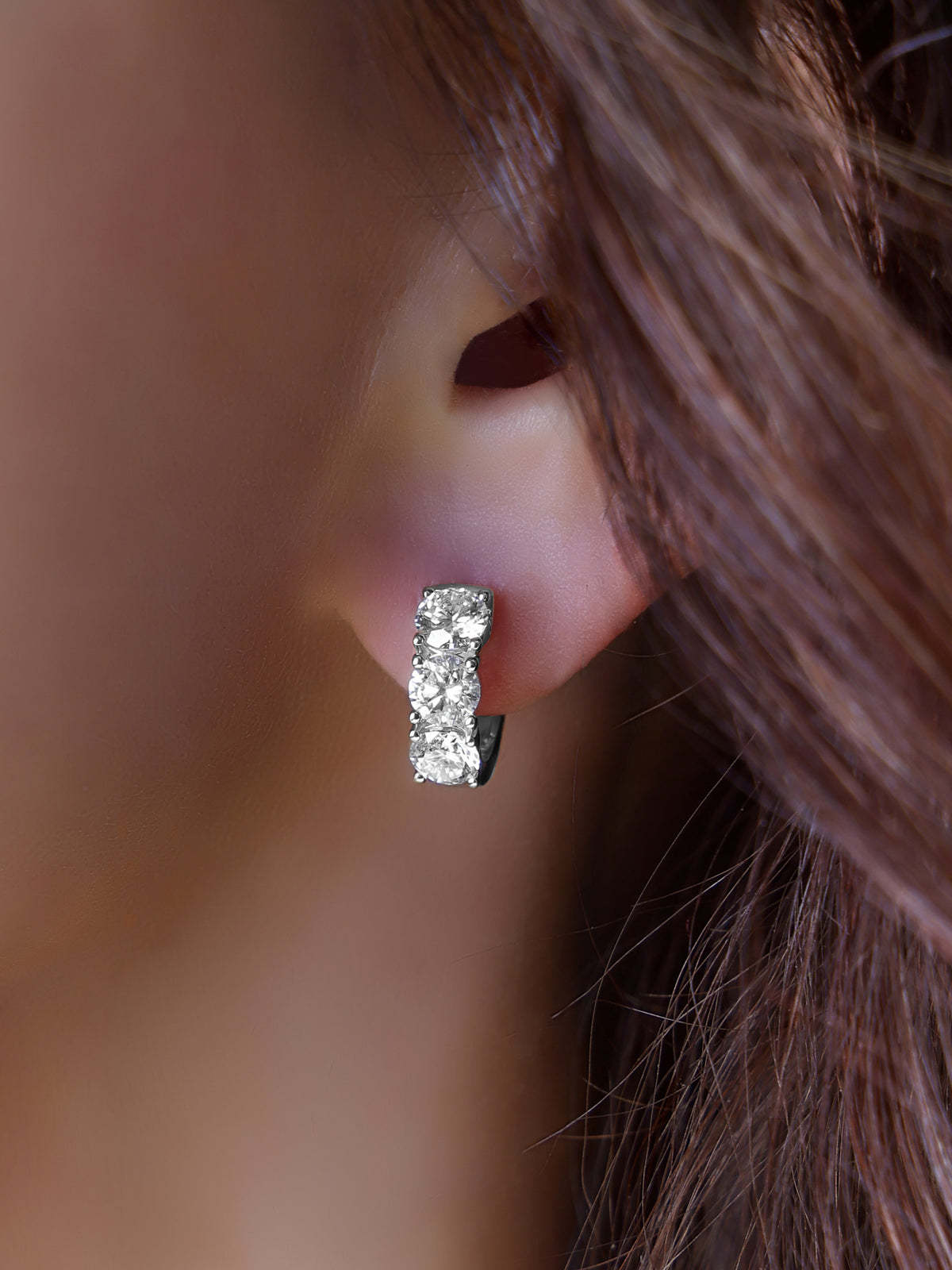 14k White Gold Lab Diamond Large Huggie Earrings