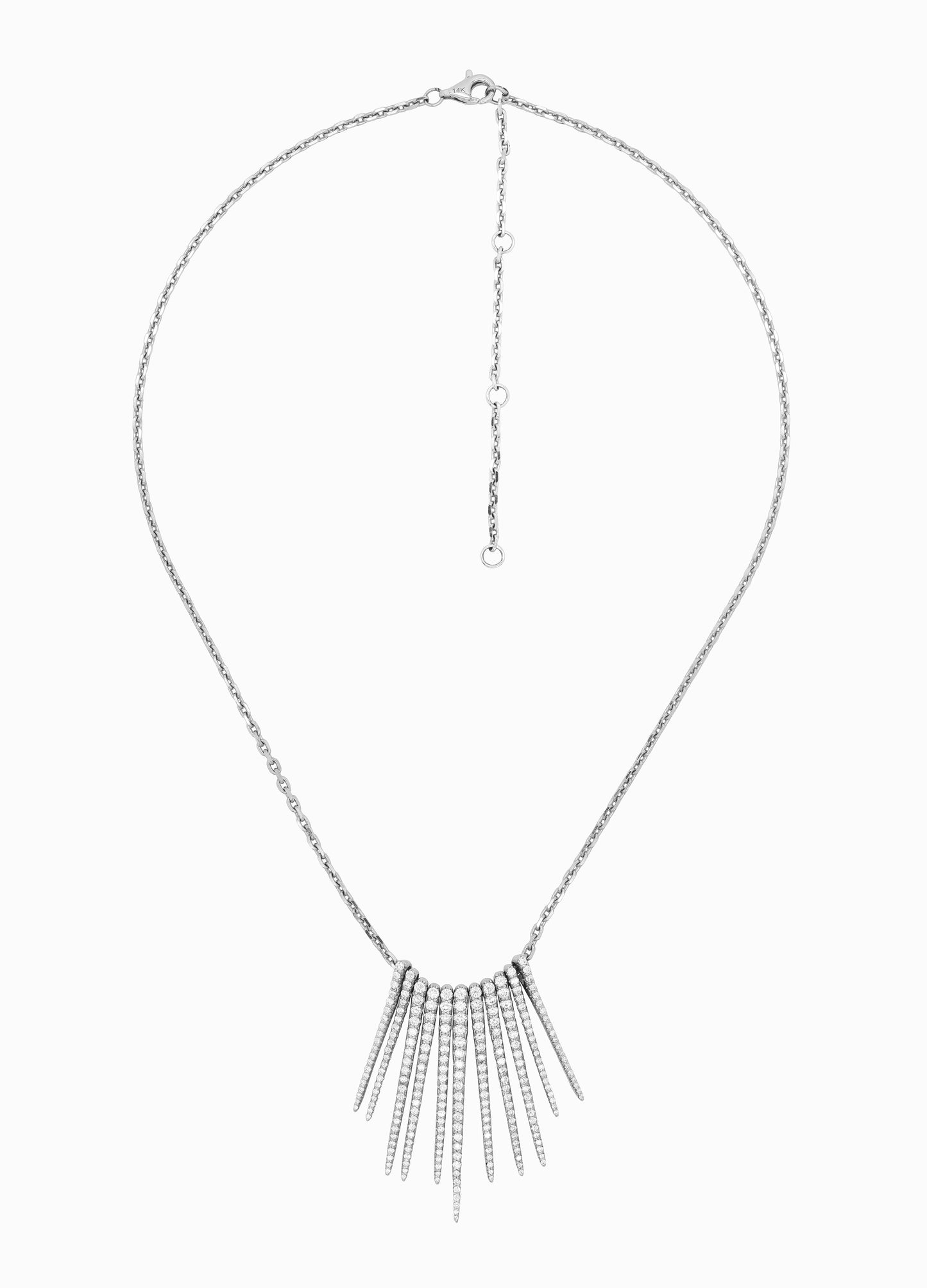 14k White Gold Diamond Icicle Necklace