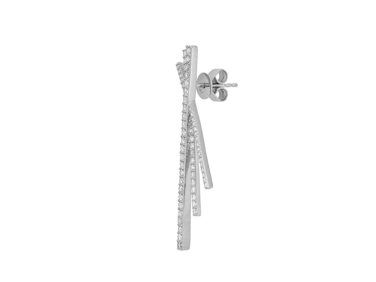 14k White Gold Diamond Stick Earrings