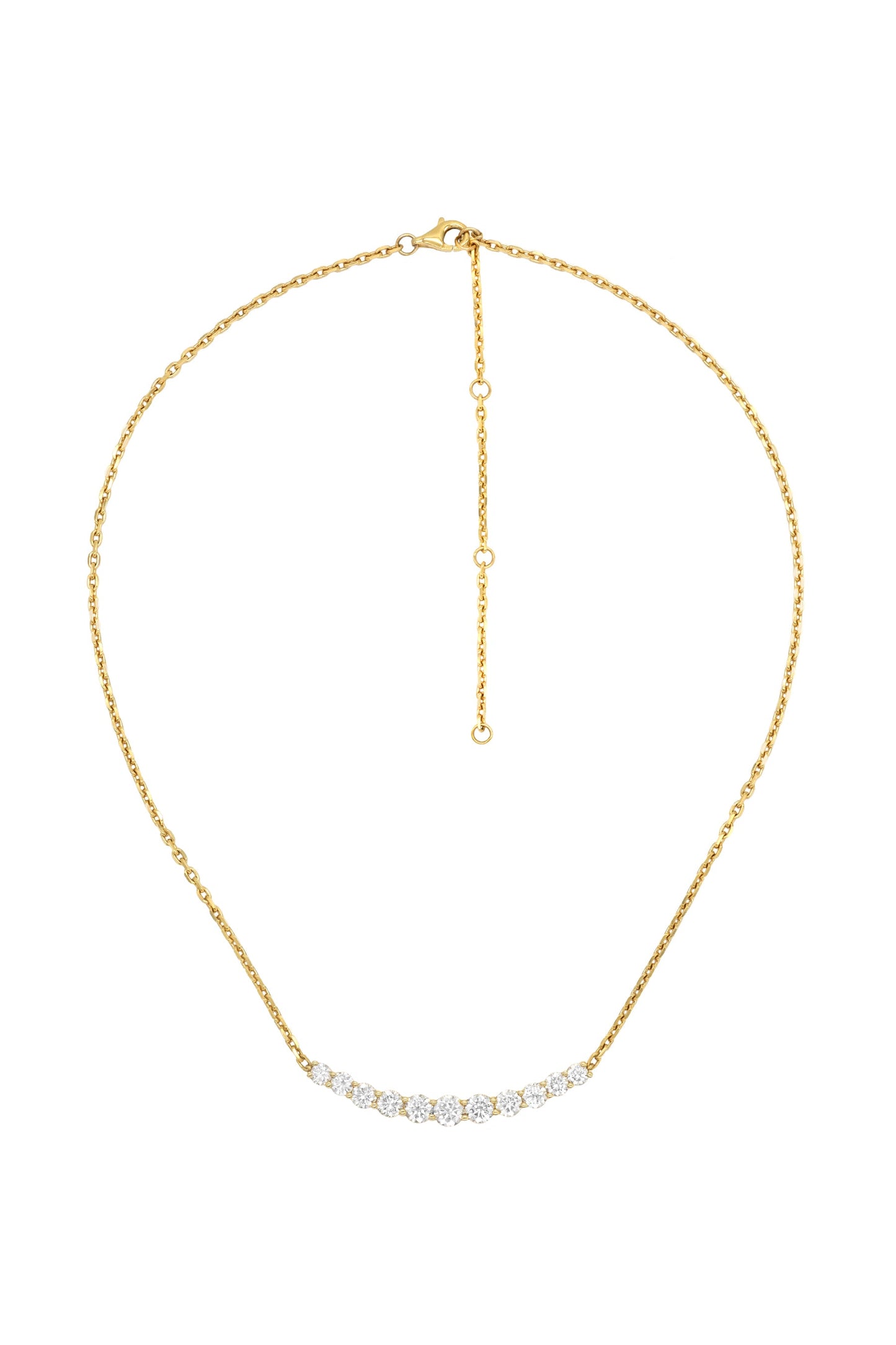 14k Yellow Gold Diamond Large Curved Bar Necklace