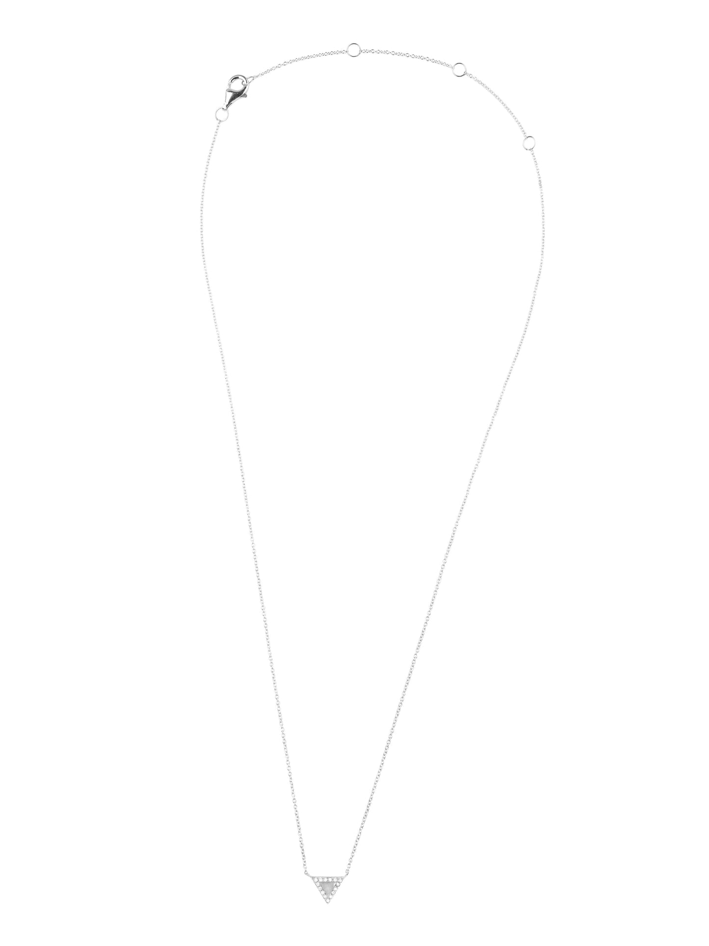 14k White Gold Diamond Mother of Pearl Triangle Necklace