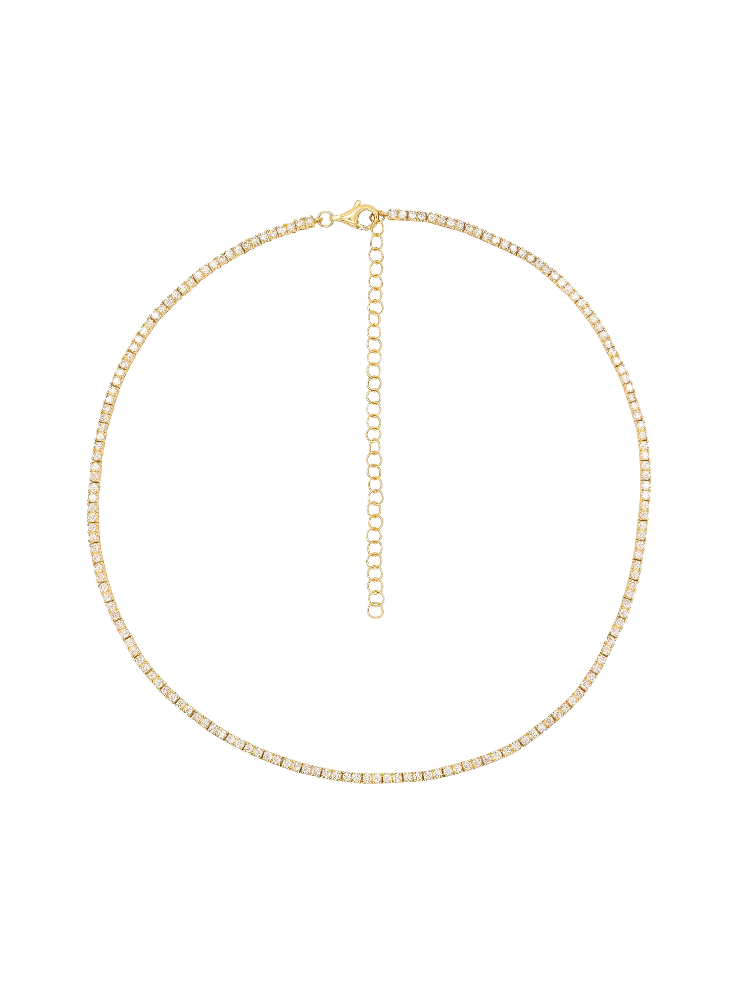 14k Yellow Gold 4 Prong Diamond Tennis Necklace