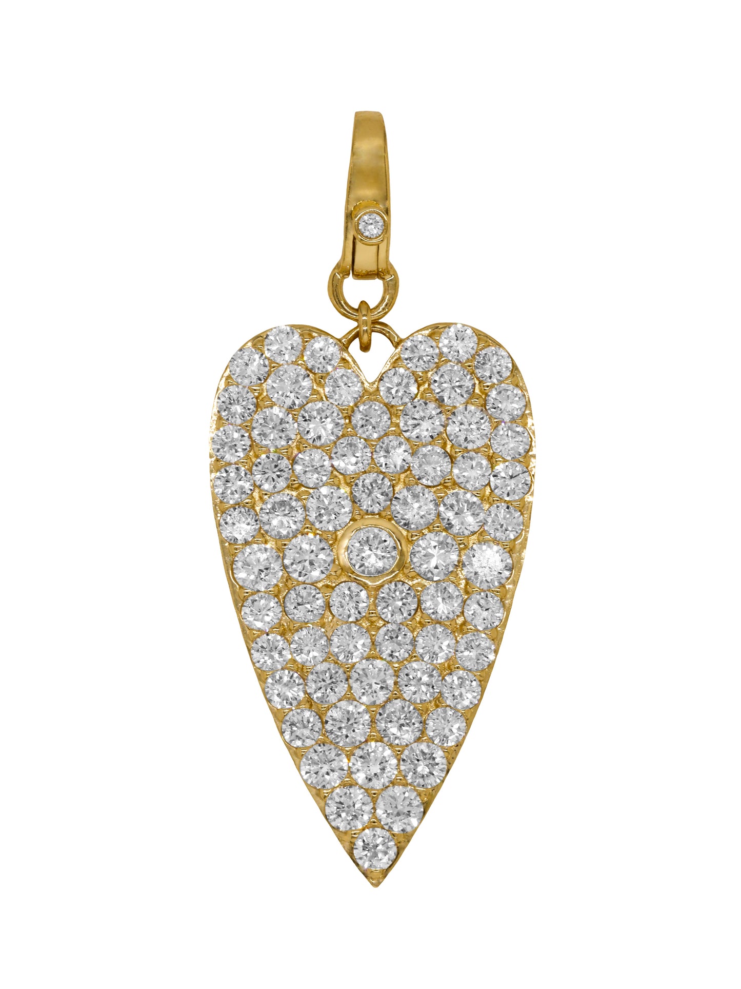 14k Yellow Gold Lab Diamond Large Heart Lobster Clasp Charm