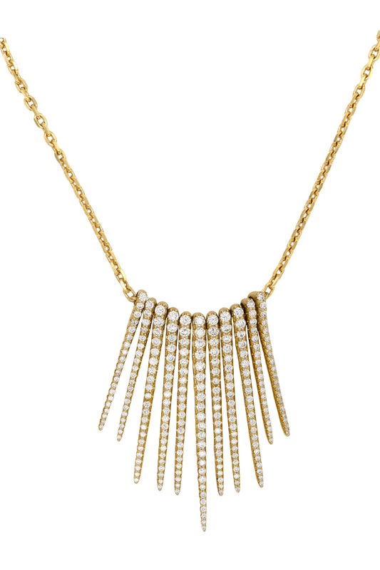 14k Yellow Gold Diamond Reversible Icicle Necklace
