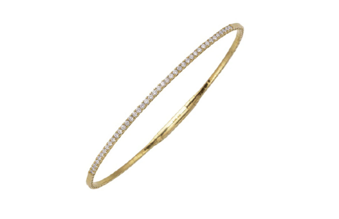 14k Yellow Minnie Gold Diamond Flexible Bangle