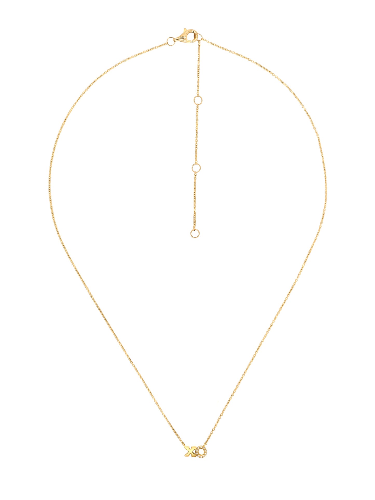14k Yellow Gold Diamond XO Necklace