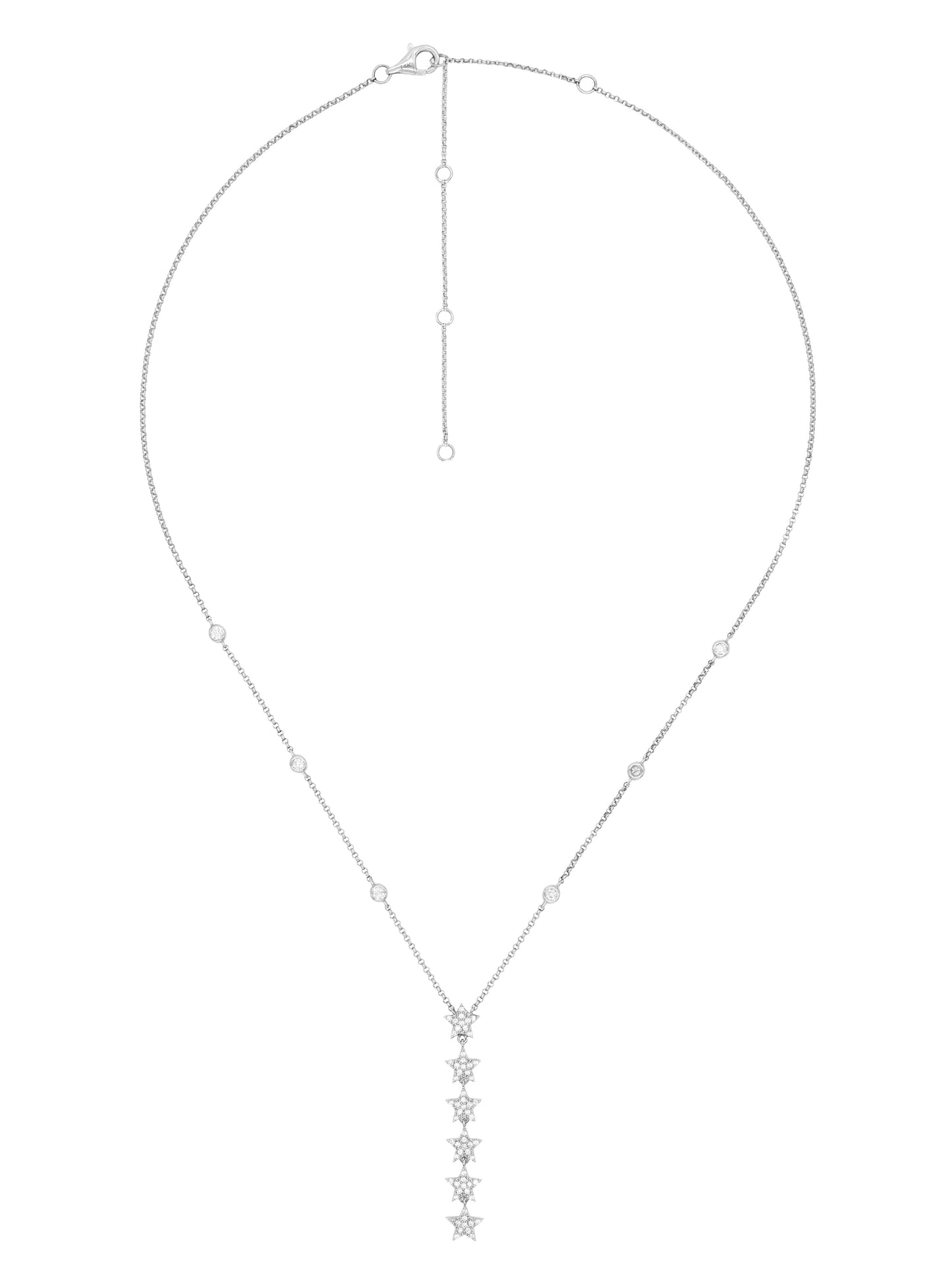 14k White Gold Diamond Star/Bezel Drop Necklace