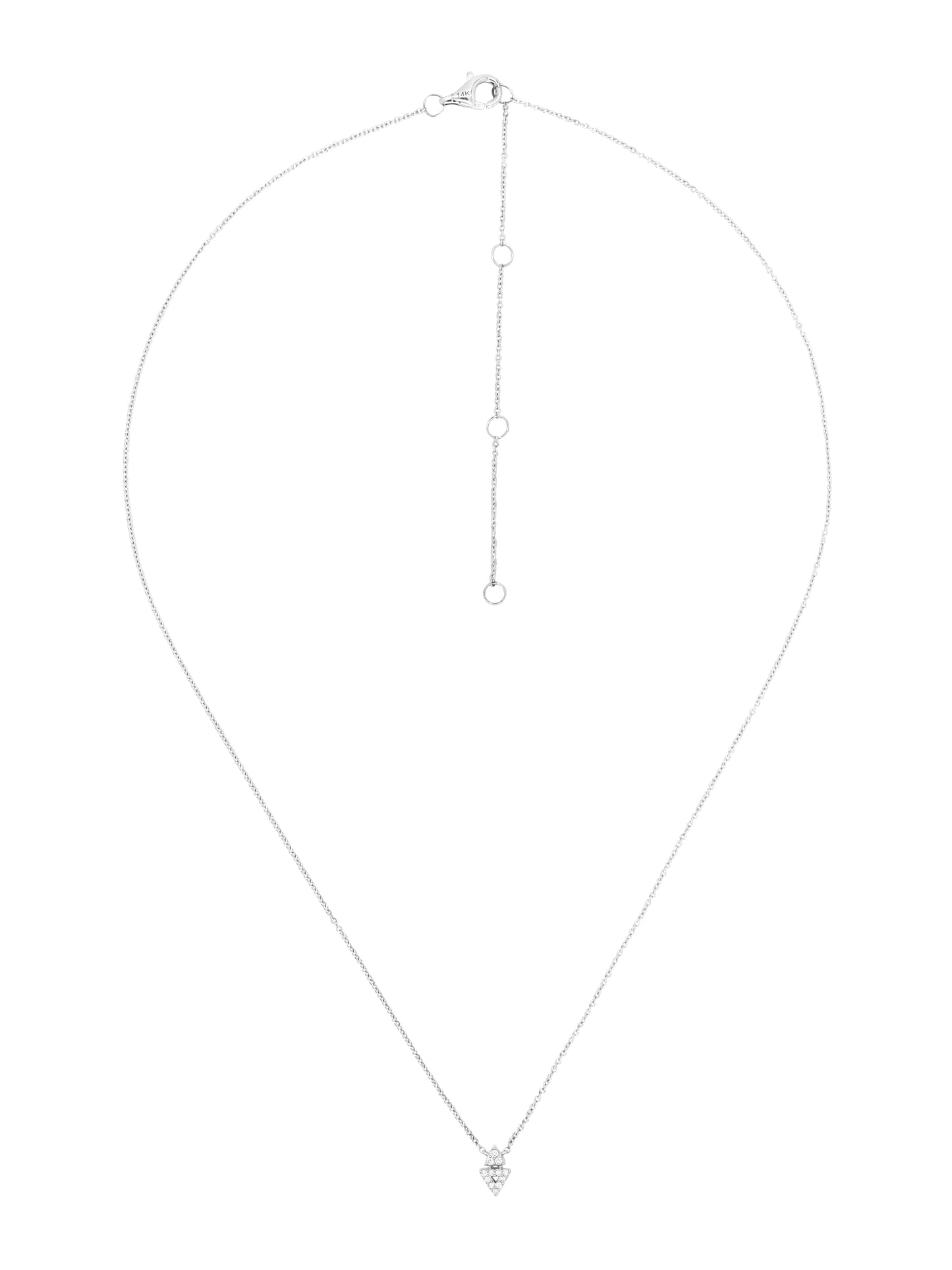 14k White Gold Diamond Double Arrow Necklace