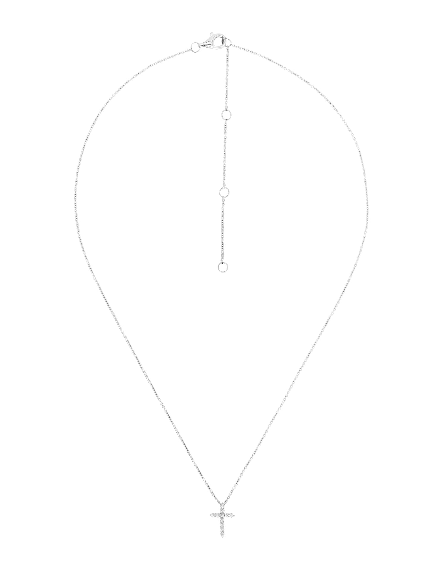 14k White Gold Diamond Small Cross Necklace