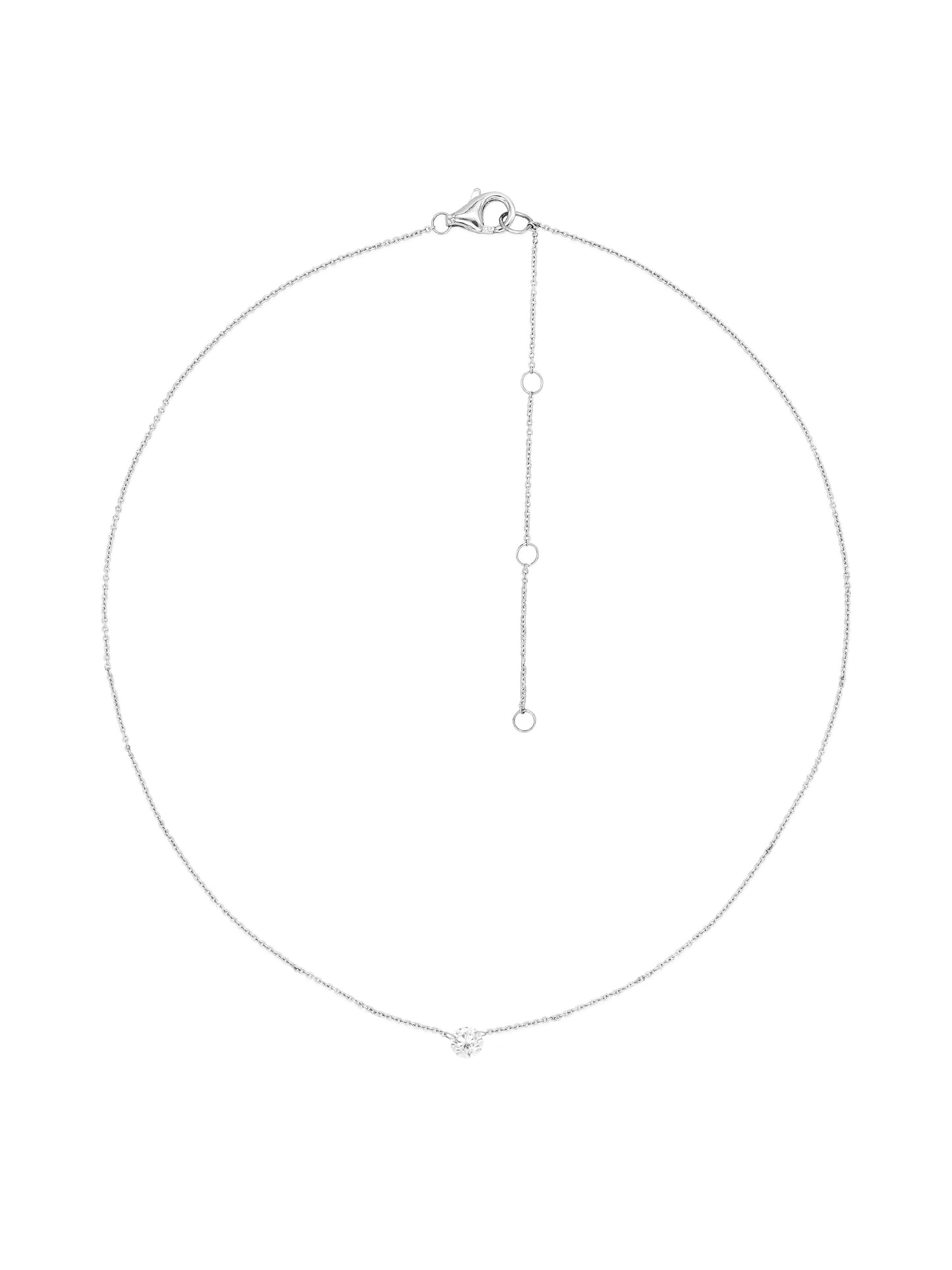 14k White Gold Single Drill Diamond Necklace