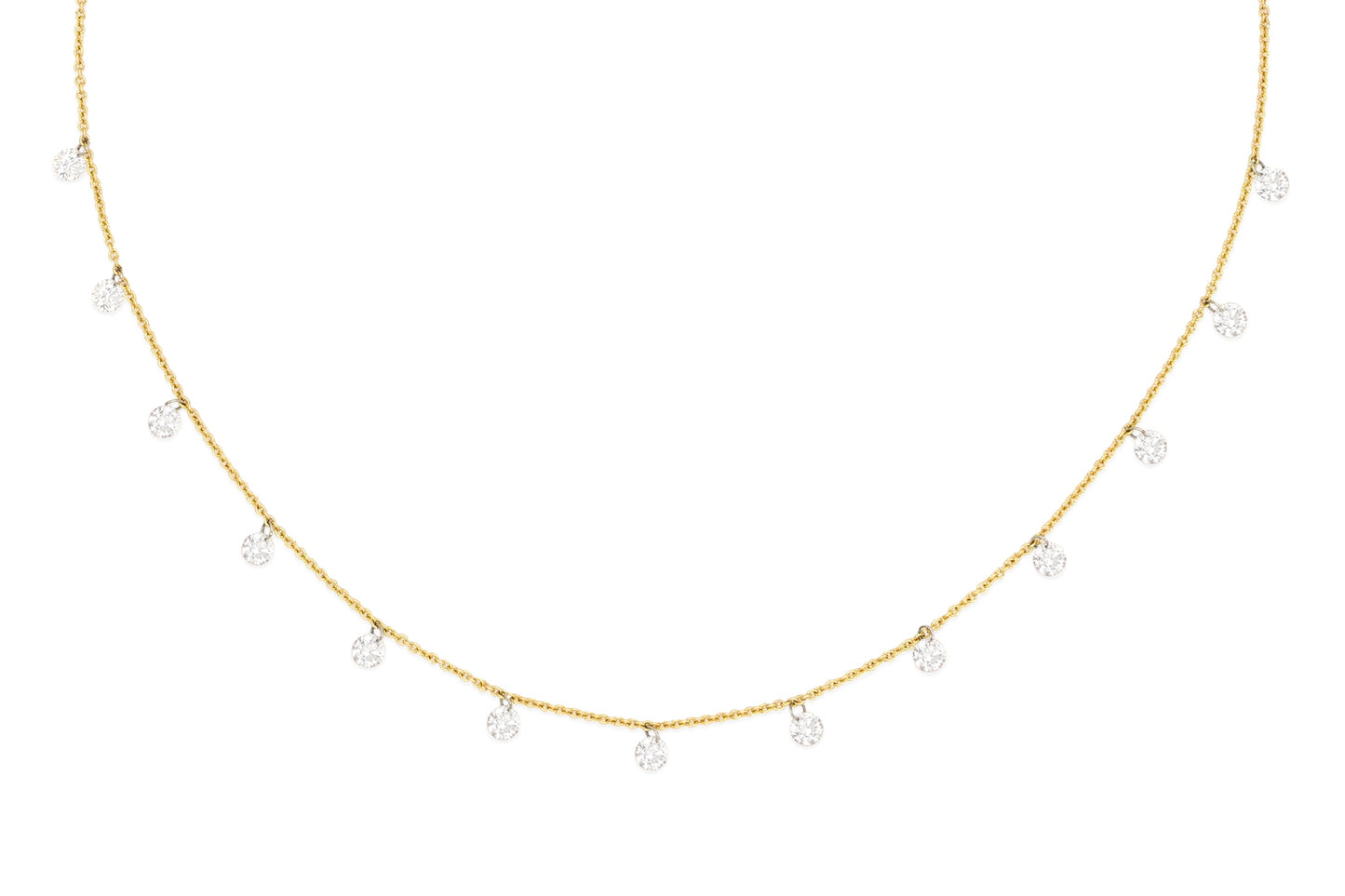 14k Yellow Gold Small Drill Diamond Necklace