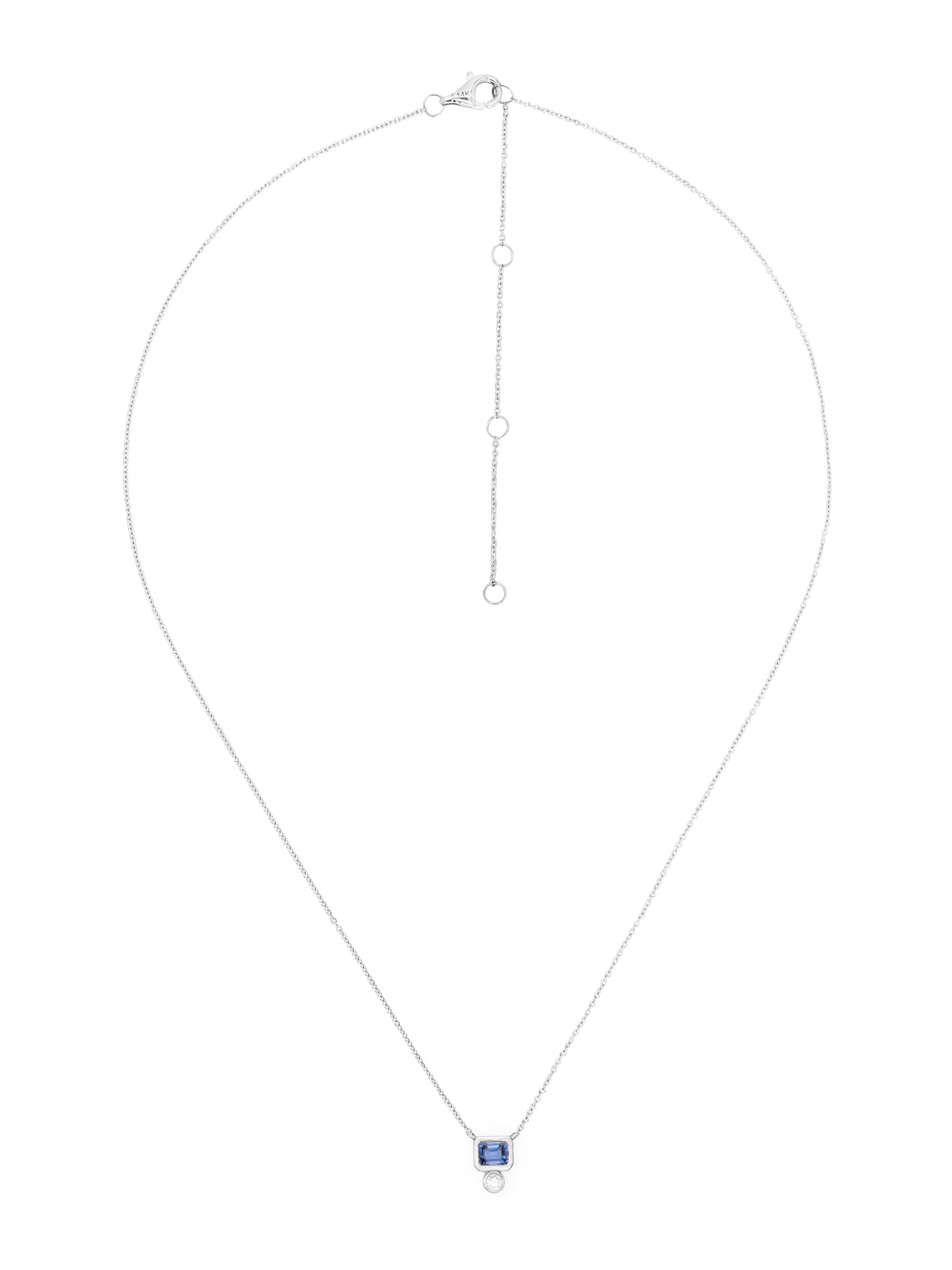 14k White Gold Blue Sapphire/Diamond Necklace