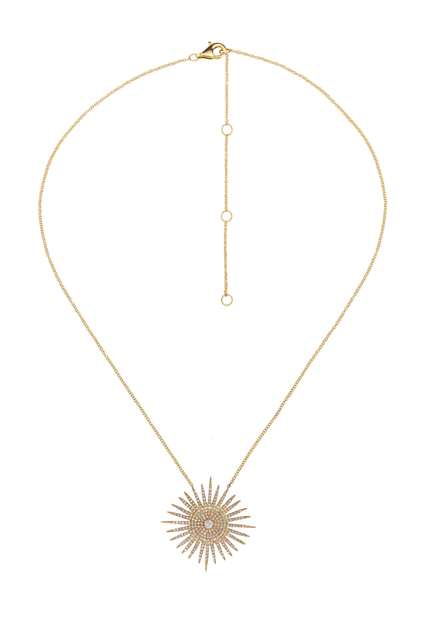 14k Yellow Gold Diamond Starburst Necklace