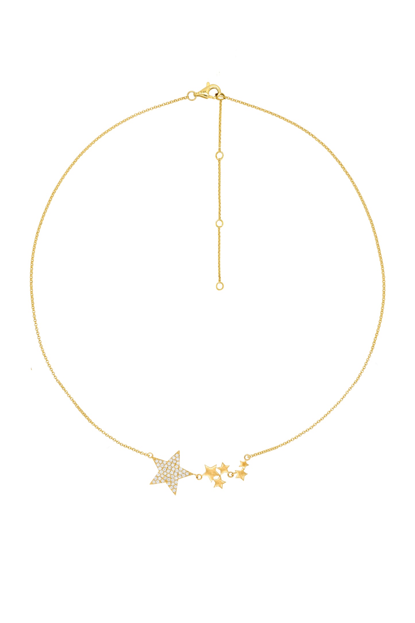 14k Yellow Gold Diamond Queen of Stars Necklace