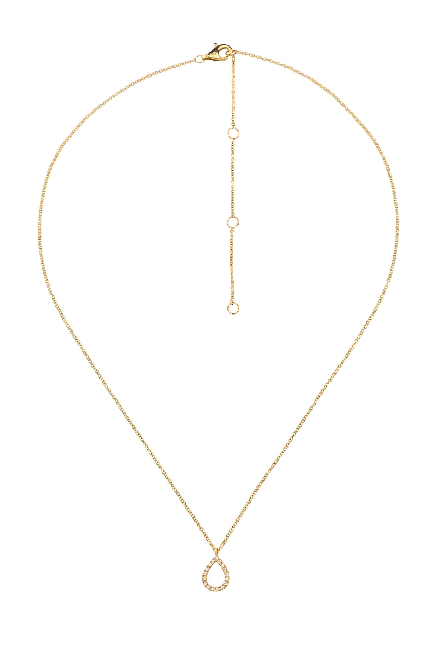 14k Yellow Gold Diamond Rain Drop Necklace