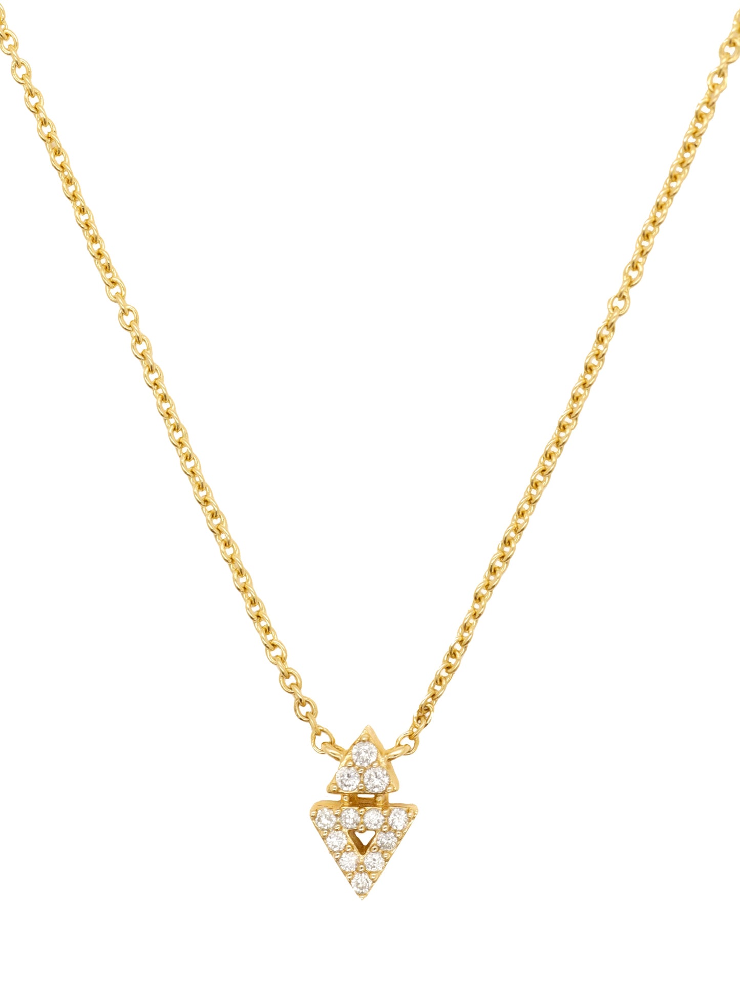 14k Yellow Gold Diamond Double Arrow Necklace