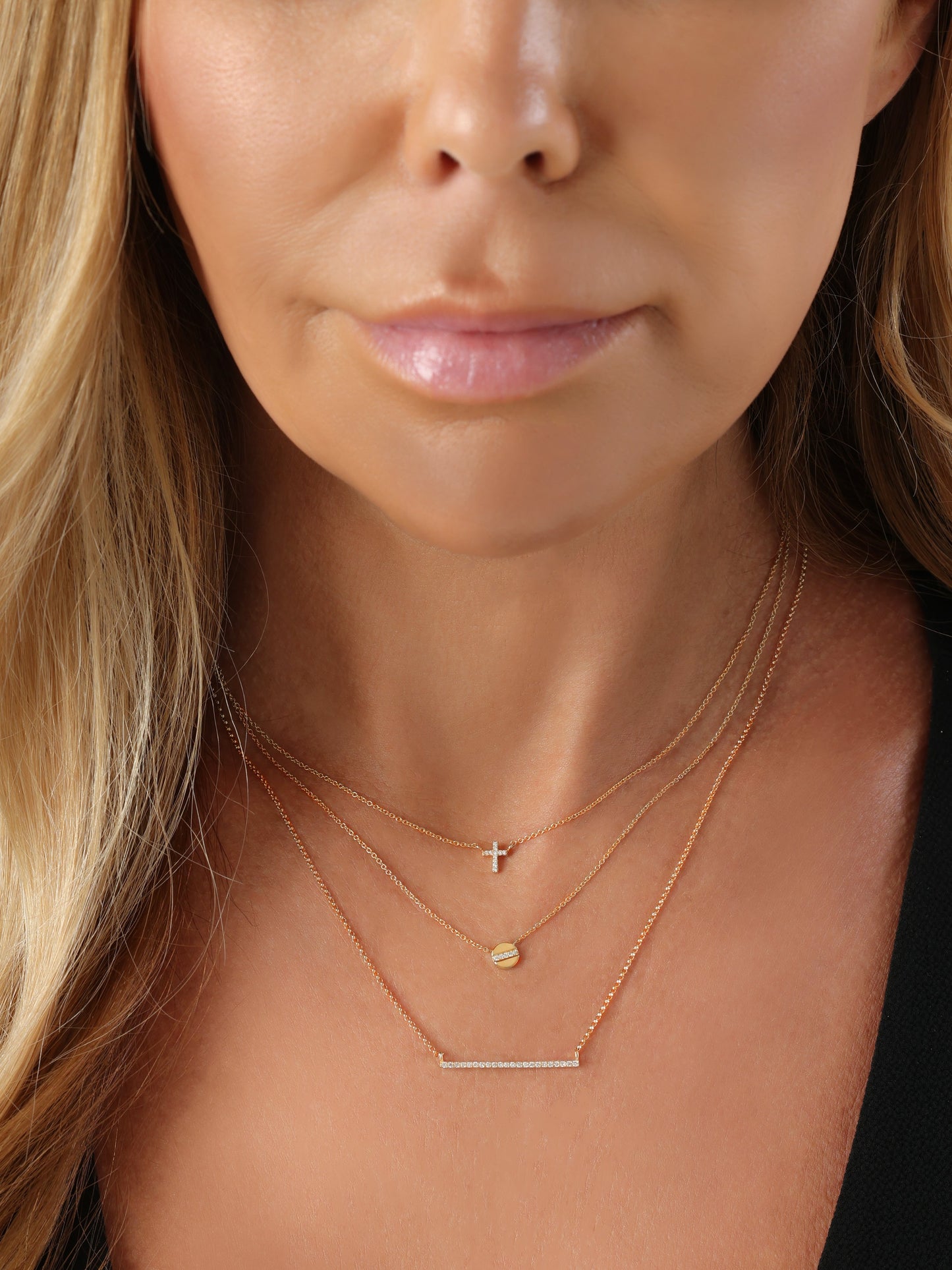 14k Yellow Gold Diamond Mini Cross Necklace