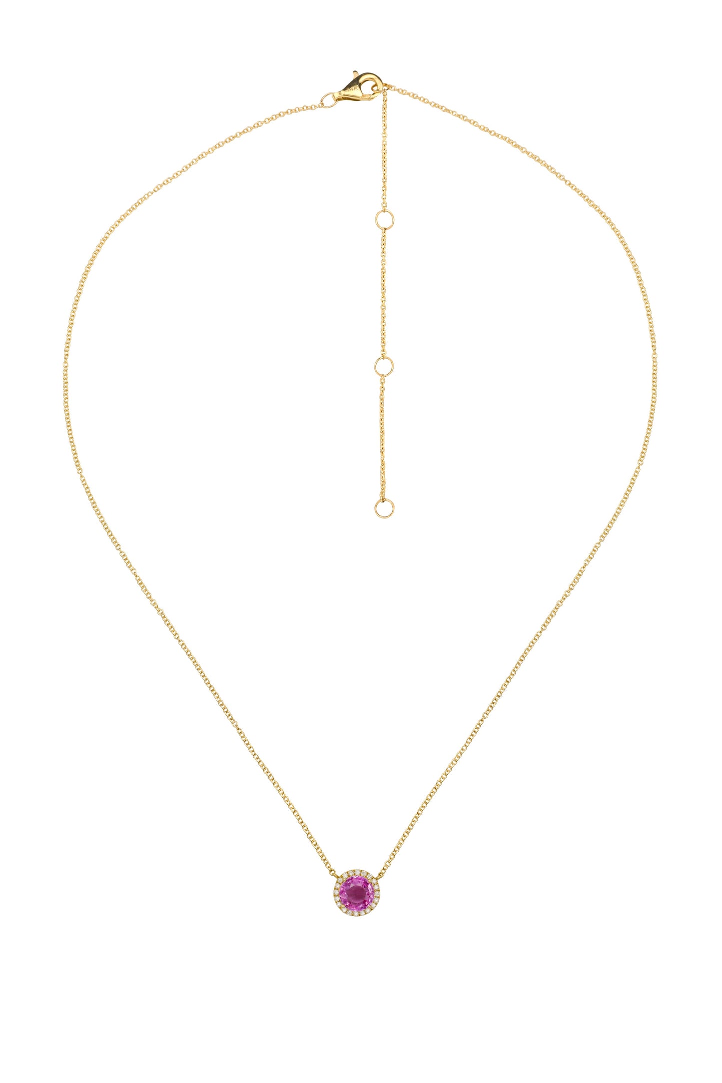 14k Yellow Gold Pink Sapphire/Diamond Necklace